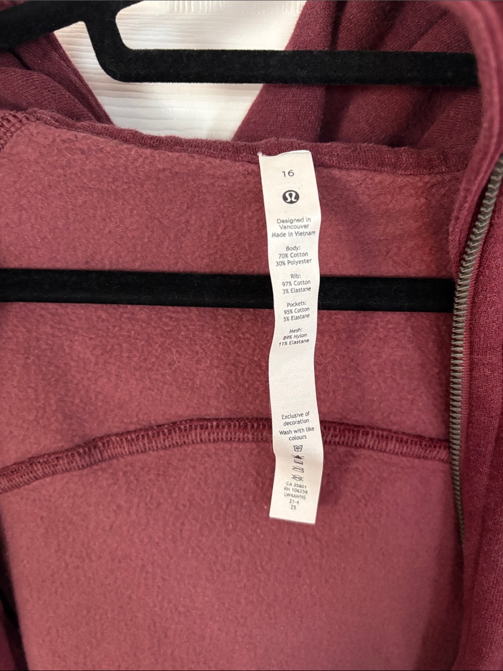 LULULEMON Heathered Smoky Red Full Zip Scuba Plus size 16 XXL - Picture 3 of 7